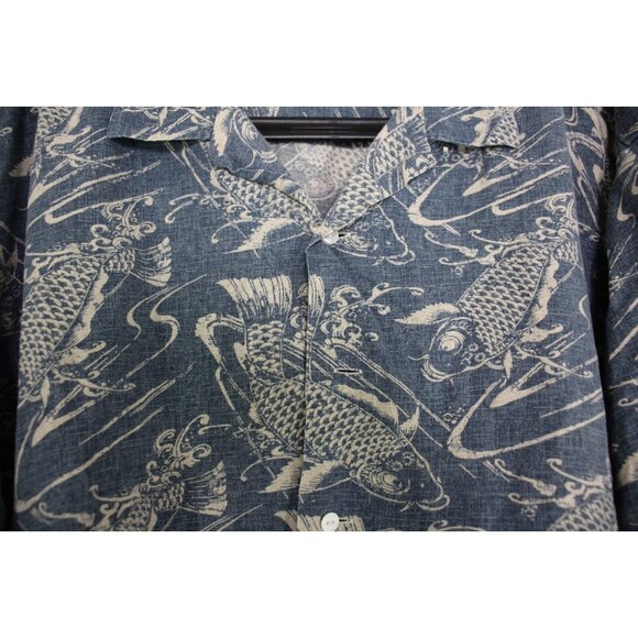 Polo Ralph Lauren Mens 2XLT Koi Fish Linen Blend Button Up Hawaiian Shirt C1125 - Picture 6 of 10